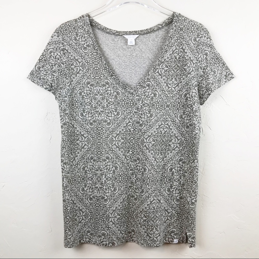 CASLON 100% Linen SS V-Neck Tee Top S